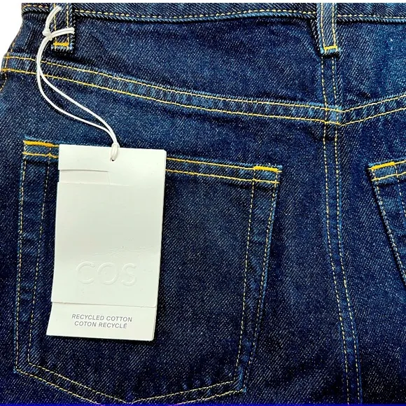 COS Denim Mini Skirt Raw Hem Size 4 NWT