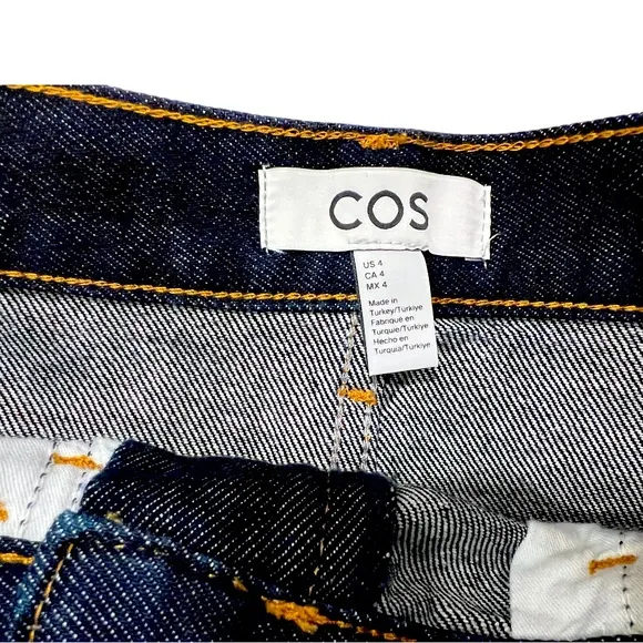 COS Denim Mini Skirt Raw Hem Size 4 NWT
