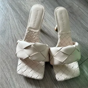 Cream Sandals with Woven Design Bottega