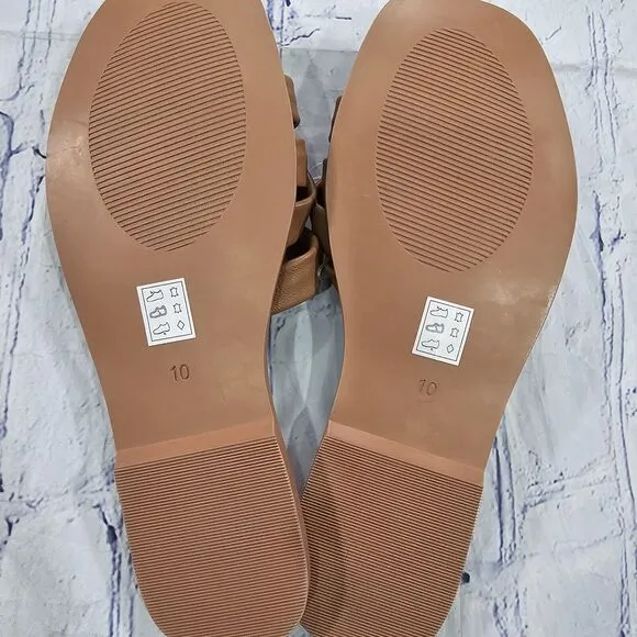 Crevo WOMENS SIZE 10 Busy Woven Slides Sandals Chestnut Leather