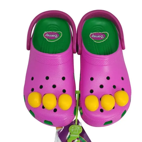 Crocs Barney Classic Clogs Kids Size J4 Shoes I Love You You Love Me
