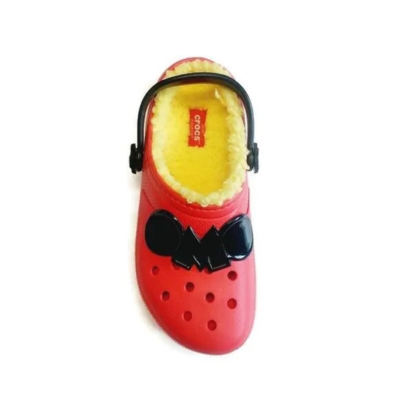 CROCS Classic Disney Mickey Mouse Lined Clog Lightweight Slip On Shoes Size J4