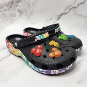 Crocs Classic Disney Rainbow Black Mickey Mouse Slip-On Clogs Kids 3 (J3)