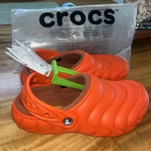 Crocs‎ CLASSIC LINED OVERPUFF CLOGS🔥New Crocs Lava Orange Sandals Shoes Sliden