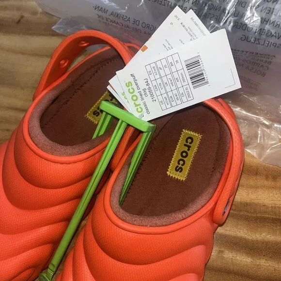 Crocs‎ CLASSIC LINED OVERPUFF CLOGS🔥New Crocs Lava Orange Sandals Shoes Sliden