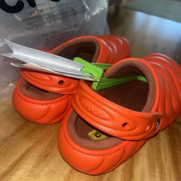 Crocs‎ CLASSIC LINED OVERPUFF CLOGS🔥New Crocs Lava Orange Sandals Shoes Sliden