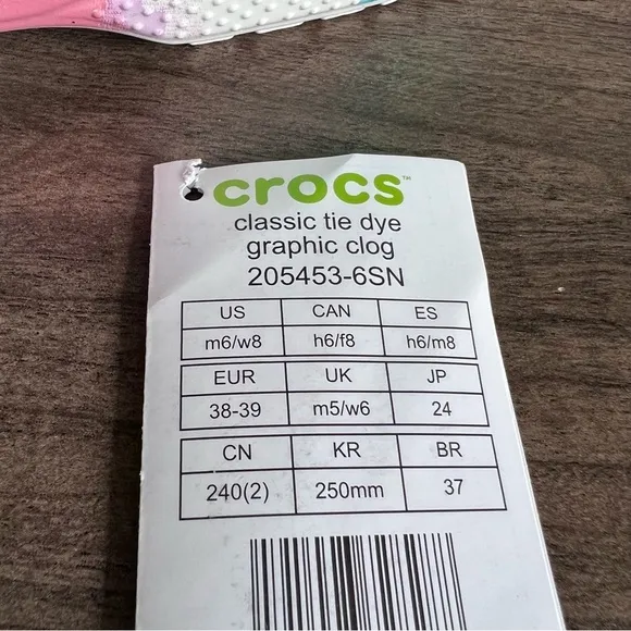 Crocs Classic Tie Dye Unisex Clog (Pink/Purple/Green) Size 6 or 8 #1873