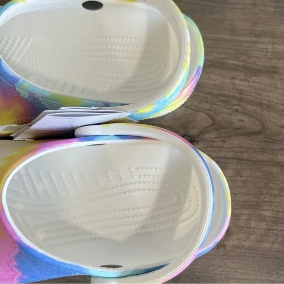 CROCS Classic Tie Dye White/Multi Color Clog Unisex Size 7 or 5 #B1868