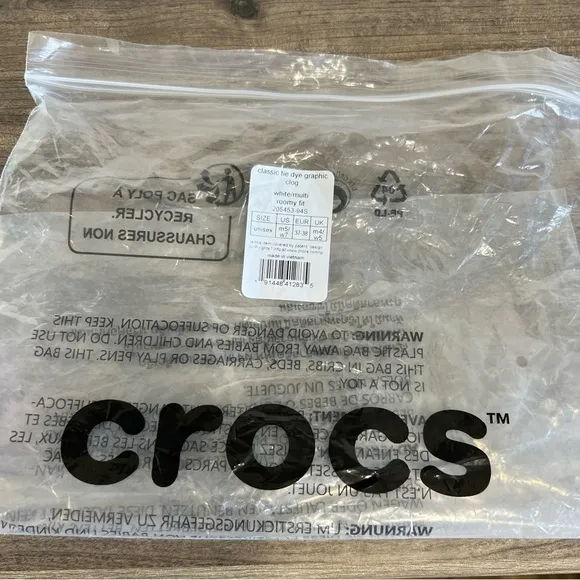 CROCS Classic Tie Dye White/Multi Color Clog Unisex Size 7 or 5 #B1868