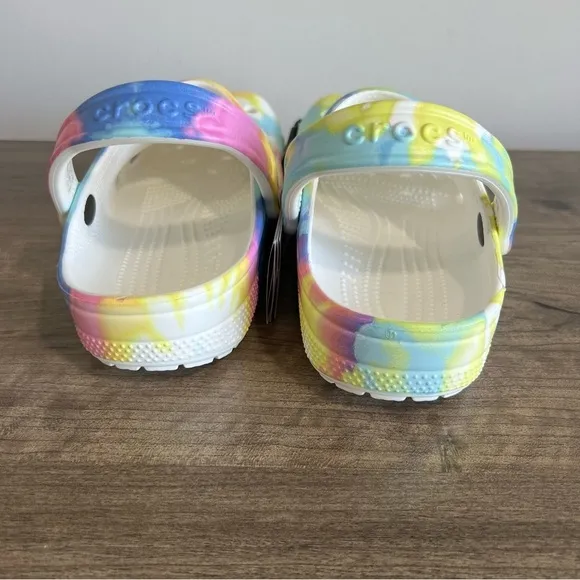 CROCS Classic Tie Dye White/Multi Color Clog Unisex Size 7 or 5 #B1868