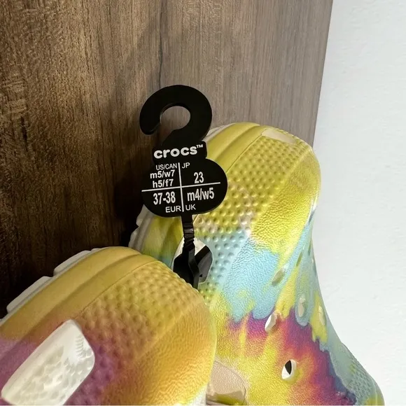 CROCS Classic Tie Dye White/Multi Color Clog Unisex Size 7 or 5 #B1868
