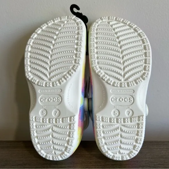 CROCS Classic Tie Dye White/Multi Color Clog Unisex Size 7 or 5 #B1868