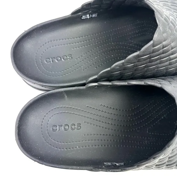 Crocs Dylan Clogs 13 Black Weave Rubber Slip On Shoes Mens