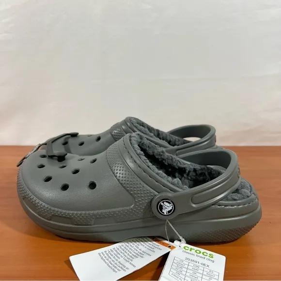Crocs Gray Classic Lined Unisex Clog Size 5 or 7 #B1865