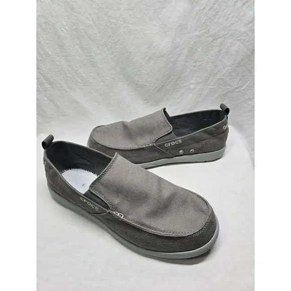 Crocs Walu Slip On Loafers Mens 14 Casual Smoke/light Grey Shoes- No Insoles