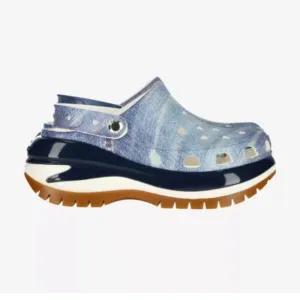 Crocs Women Classic Mega Crush Clog - Blue and Brown- Size 8