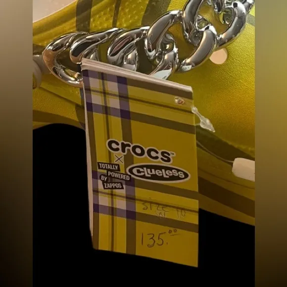 CROCS x Clueless platform yellow plaid women’s clogs Size 10 slip on shoes