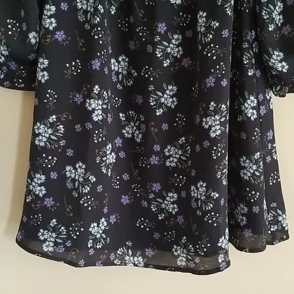 Cupcakes &amp; Cashmere Elsie Black Floral Print Dress S