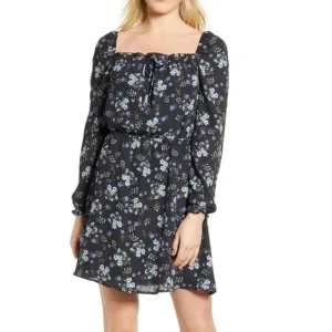 Cupcakes &amp; Cashmere Elsie Black Floral Print Dress S