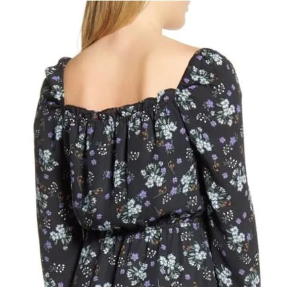 Cupcakes &amp; Cashmere Elsie Black Floral Print Dress S