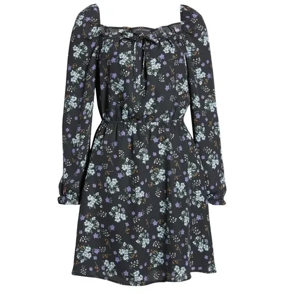 Cupcakes &amp; Cashmere Elsie Black Floral Print Dress S
