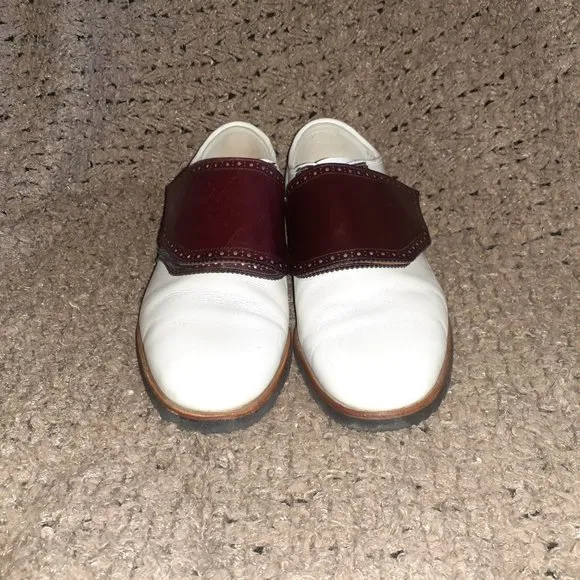 DACK'S SHOES-Canada-Vintage White Leather w/Oxblood Monkstrap-Sz 8 D-Excellent