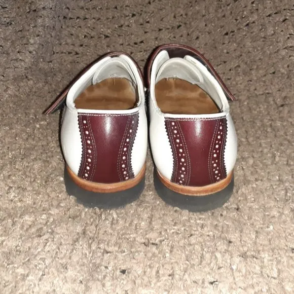 DACK'S SHOES-Canada-Vintage White Leather w/Oxblood Monkstrap-Sz 8 D-Excellent