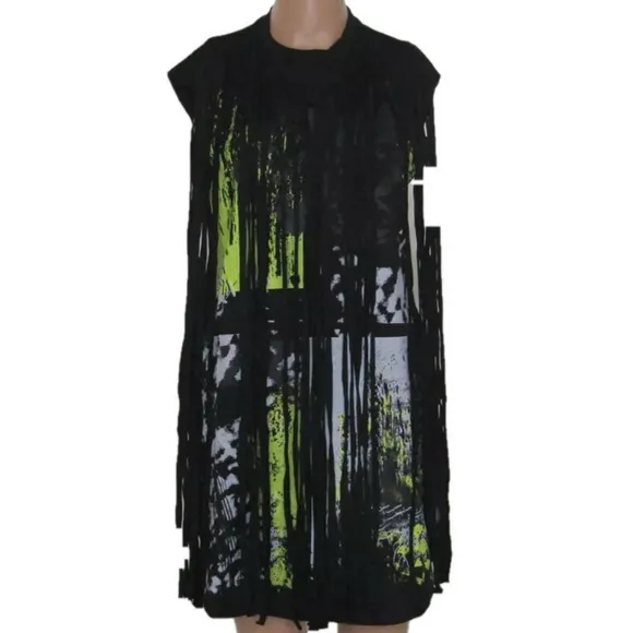 Dai Moda Women's Unity Fringe Mini Dress Black Size M