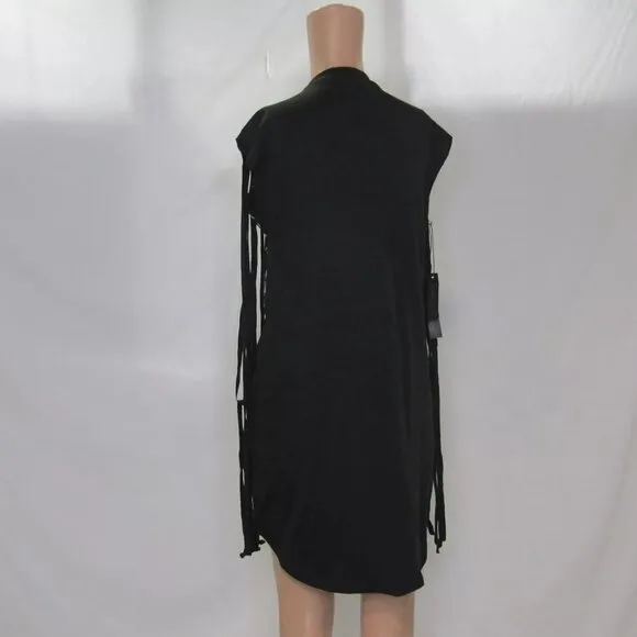 Dai Moda Women's Unity Fringe Mini Dress Black Size M