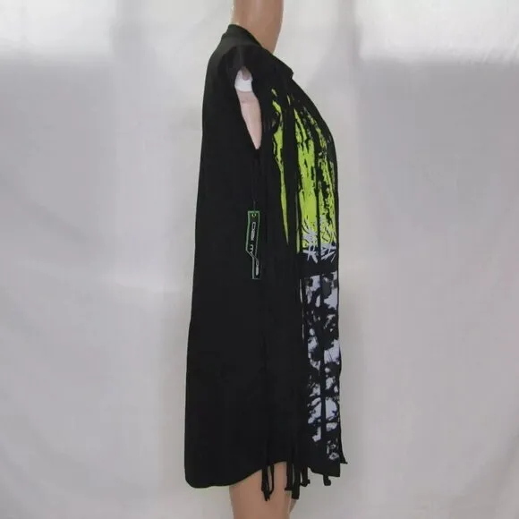 Dai Moda Women's Unity Fringe Mini Dress Black Size M