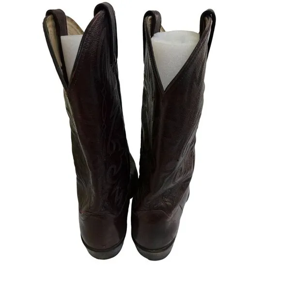 Dan Post Milwaukee Dark Cherry Burgundy Leather Embroidered Cowboy Boots Size 10