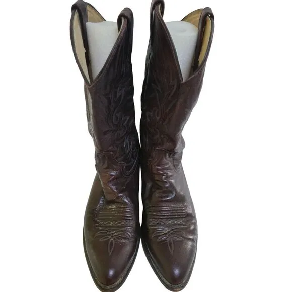 Dan Post Milwaukee Dark Cherry Burgundy Leather Embroidered Cowboy Boots Size 10