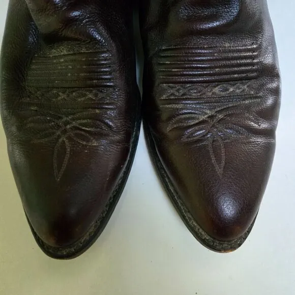 Dan Post Milwaukee Dark Cherry Burgundy Leather Embroidered Cowboy Boots Size 10