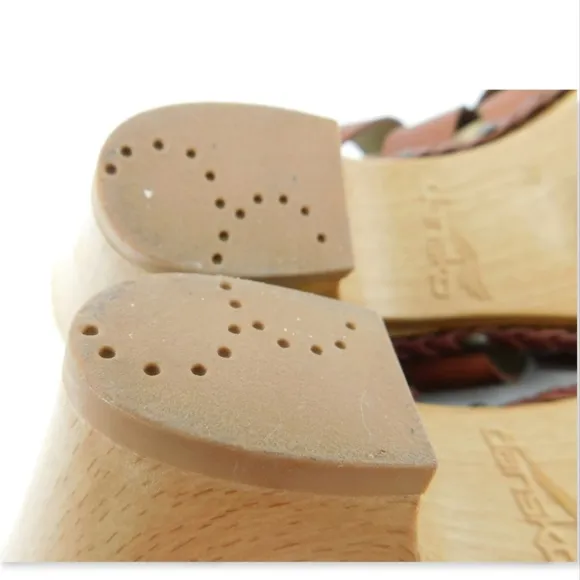 DANSKO Cognac Brown Leather Woven Slide Sandals 38