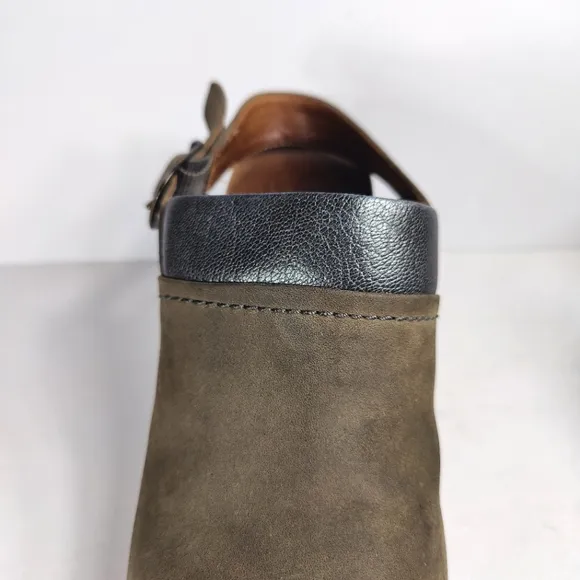 Dansko Delle Suede Retro Slingback Heel Platform Olive Clog Women's Size 7.5-8