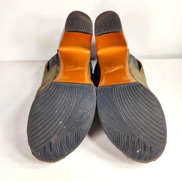 Dansko Delle Suede Retro Slingback Heel Platform Olive Clog Women's Size 7.5-8
