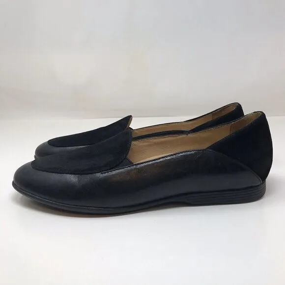 Dansko Lace Women's Slip-On Shoes Black Glazed Kid Leather Flats Size 39 8.5 9