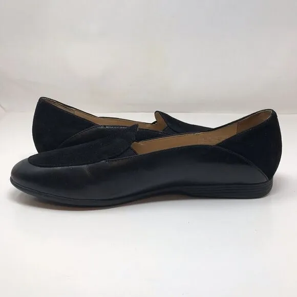 Dansko Lace Women's Slip-On Shoes Black Glazed Kid Leather Flats Size 39 8.5 9