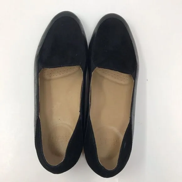Dansko Lace Women's Slip-On Shoes Black Glazed Kid Leather Flats Size 39 8.5 9