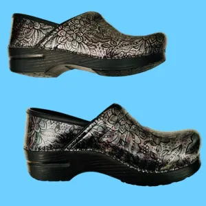 Dansko Professional Henna Floral Patent Clog Mule Size 39