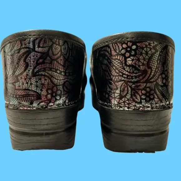 Dansko Professional Henna Floral Patent Clog Mule Size 39