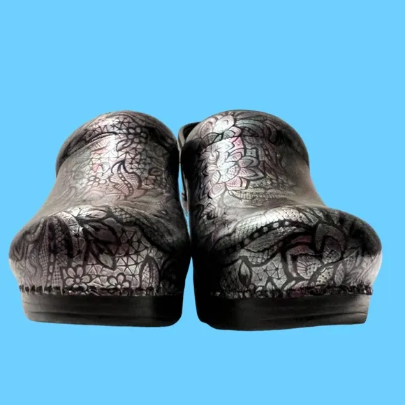 Dansko Professional Henna Floral Patent Clog Mule Size 39