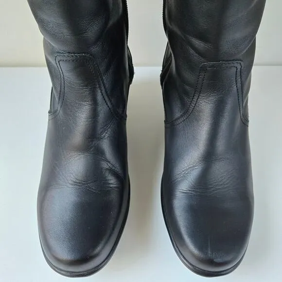 Dansko Risa Tall Leather Low Heel Black Riding Knee High Boots w FLAW Size 39