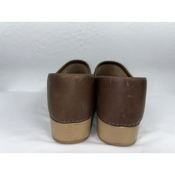 Dansko Women's Brenna Slip-On Clog - Tan Burnished Suede EU 38  US 7.5-8 Shoes