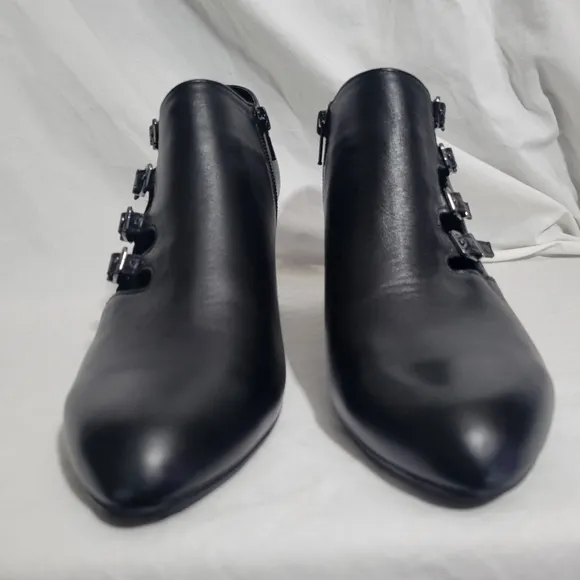 David Tate Women's Leather High Heel Ankle Bootie Boots Size 10 career dressy
