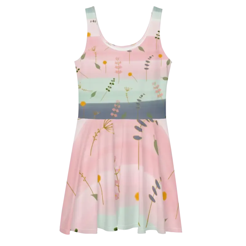 Dazzling Skater Dress with Simple Flower Pattern