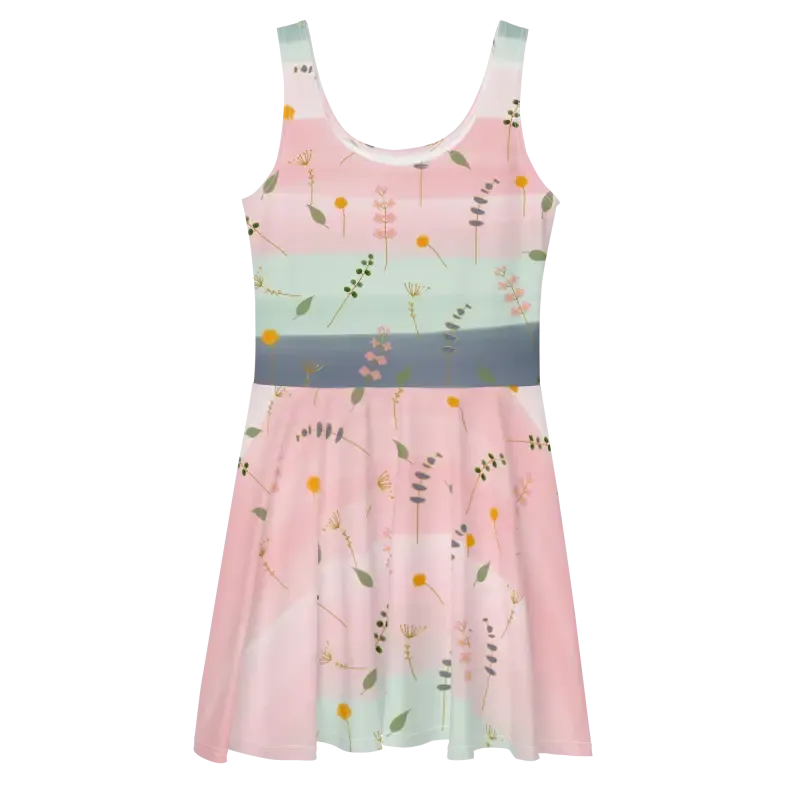 Dazzling Skater Dress with Simple Flower Pattern