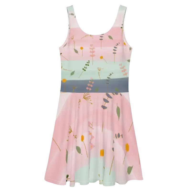 Dazzling Skater Dress with Simple Flower Pattern