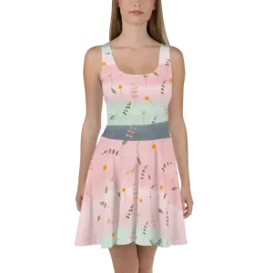 Dazzling Skater Dress with Simple Flower Pattern