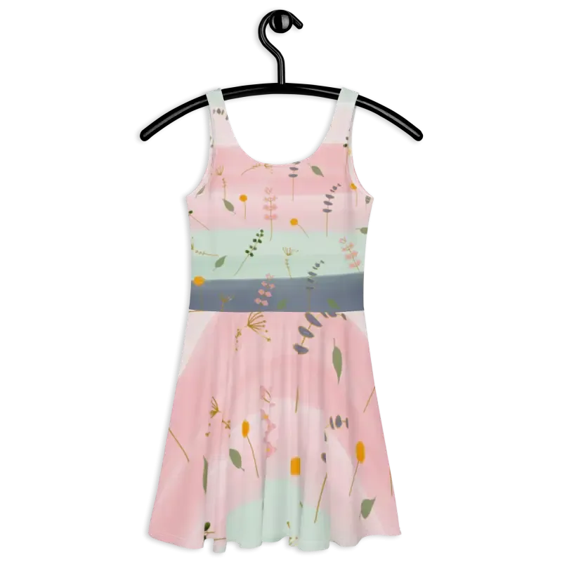 Dazzling Skater Dress with Simple Flower Pattern